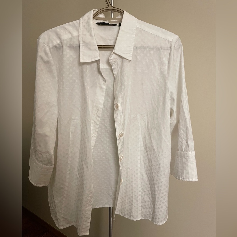 Investments White Polka Dot Blouse